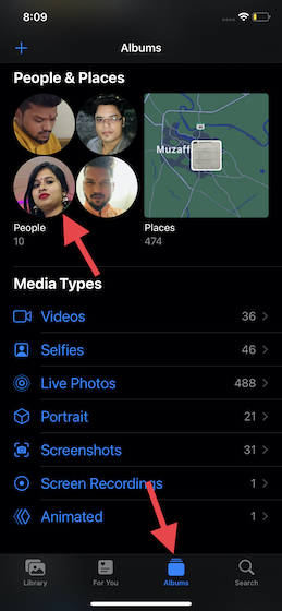 Open People album on iPhone and iPad 