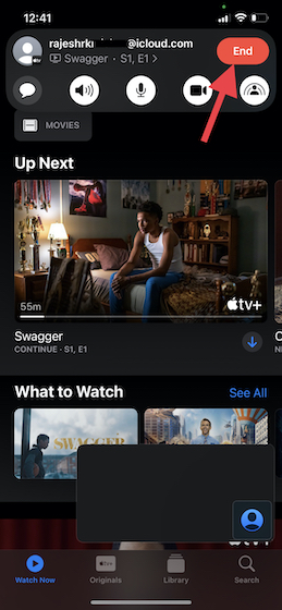 End SharePlay from iPhone or iPad 