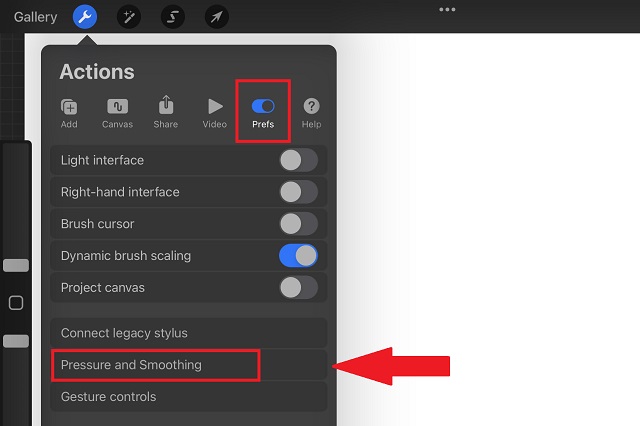 Pressure and Smoothing Settings of Procreate Actions | Stroke Stabilization in Procreate
