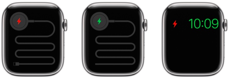Red and green lightning bolts on Apple Watch