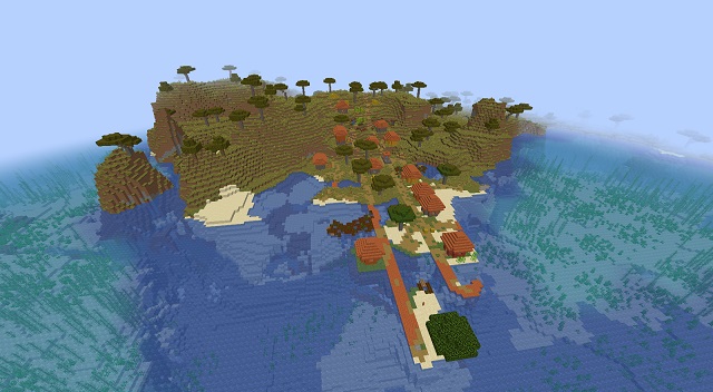 Savanna Village, Ocean Monument and Shipwreck in Best Minecraft 1.18 Seeds