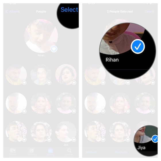 Sélectionnez Les Profils De Personnes Dans L'Application Photos Ios 