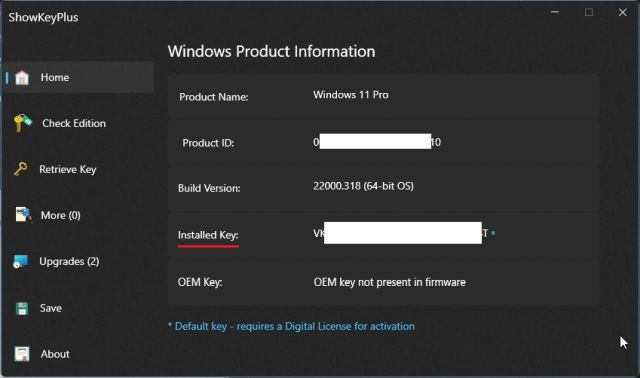 الطريقة 2: ابحث عن مفتاح ترخيص Windows 11 الخاص بك باستخدام ShowKeyPlus