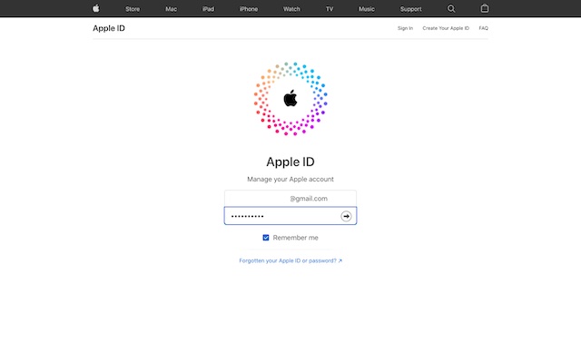 Sign in to Apple ID on the web