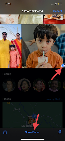 Tap Show Faces in People Album on iOS