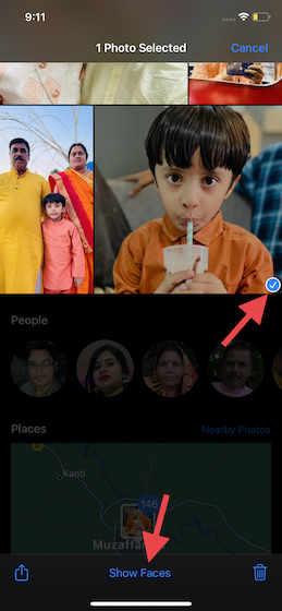 Tap Show Faces in People Album on iOS 