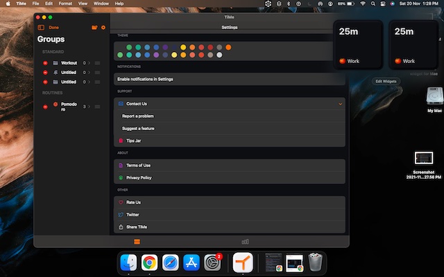 Time tracker widget for Mac 