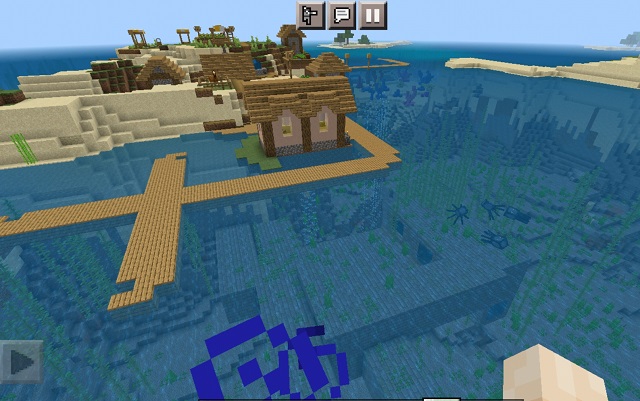 Village Island with Underwater Exposed Stronghold