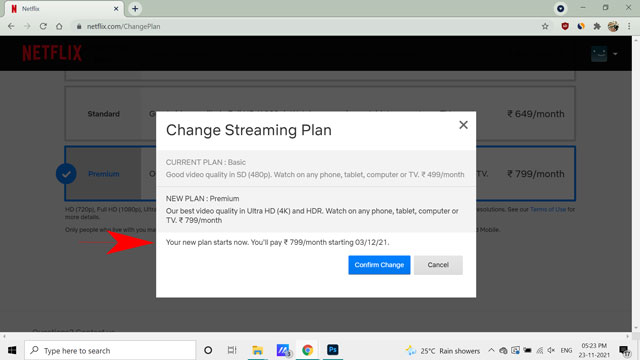 Change plan on Netflix