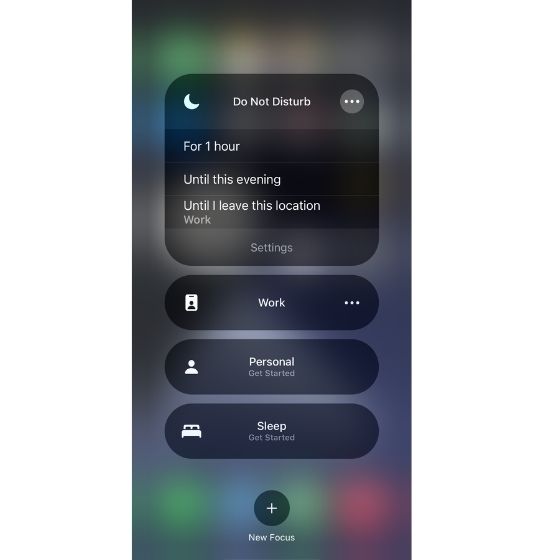 Disable DND and Focus via Control Center