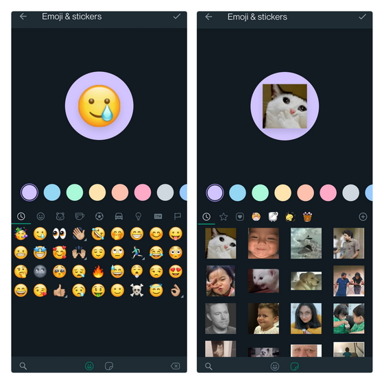 panel de emojis y pegatinas