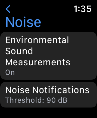 Environmental Sound Measurements and Noise Notifications options