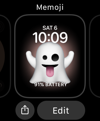 Share option on a watch face