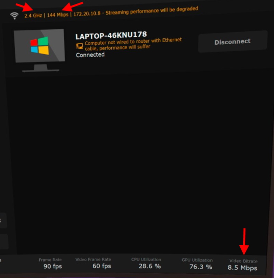 net status oculus quest 2