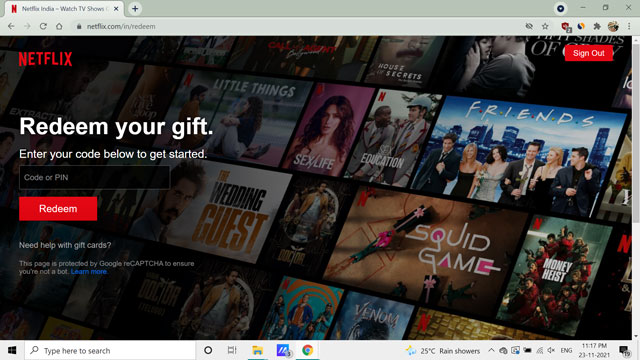 utiliser le code promotionnel sur Netflix