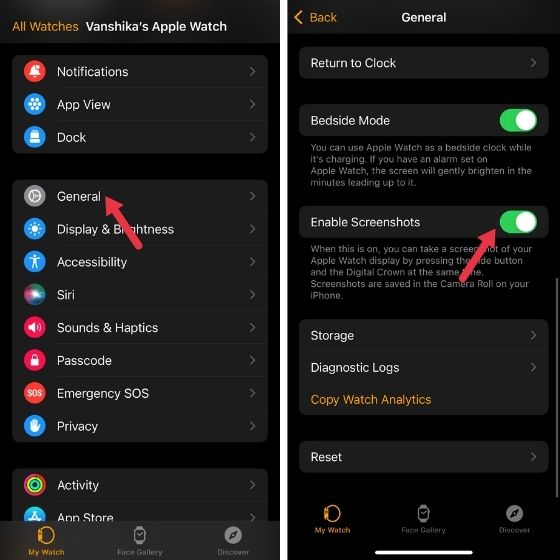 Iphone hot sale watch settings