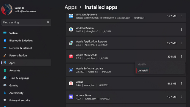 uninstall app windows 11 - Fix Screen Flickering in Windows 11