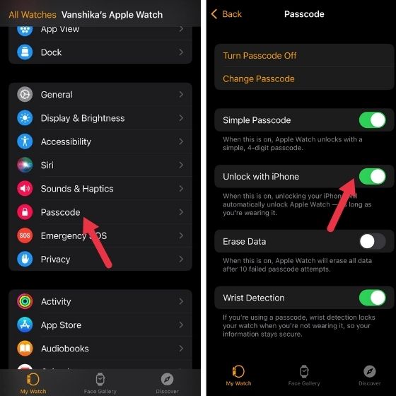 Enable Unlock with iPhone option via Watch app
