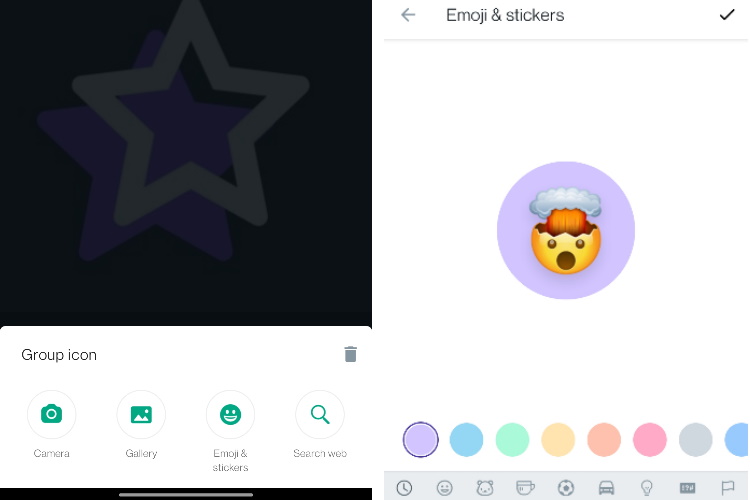 whatsapp now lets you set emojis and stickers as group profile icons