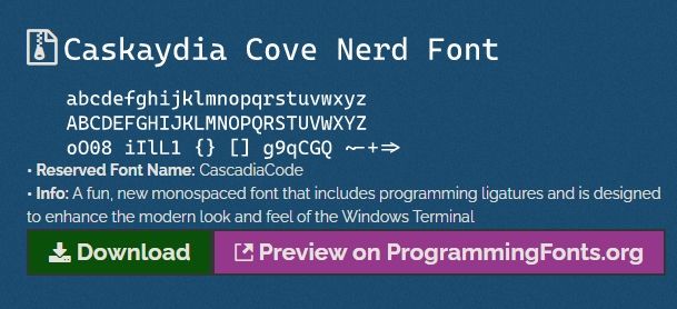 Применить шрифт Caskaydia Cove к терминалу Windows