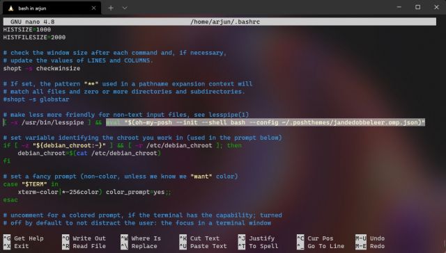 Настройте WSL / Ubuntu в терминале Windows с помощью Oh My Posh