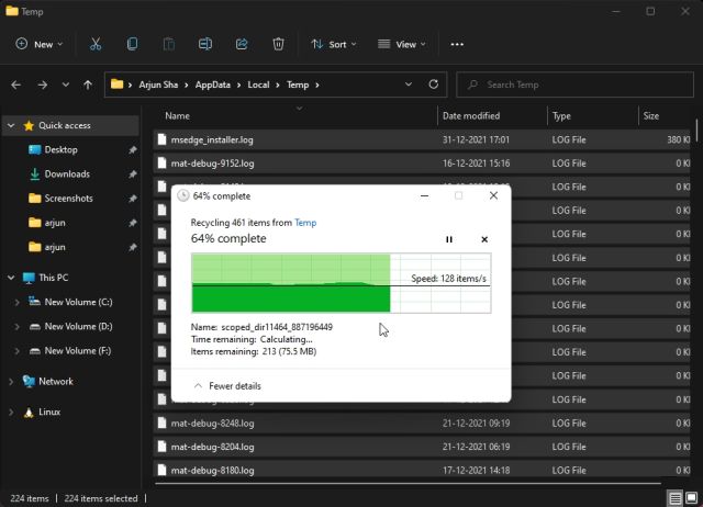 Remove Temp Files in Windows 11 Manually