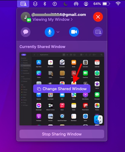 Change Shared Window in FaceTime