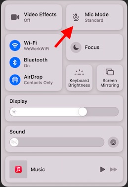 انقر فوق وضع الميكروفون في FaceTime على جهاز Mac 