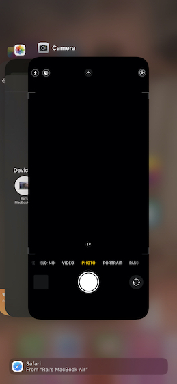 Close camera app on iPhone