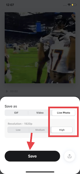 تحويل GIF كصورة حية على iPhone