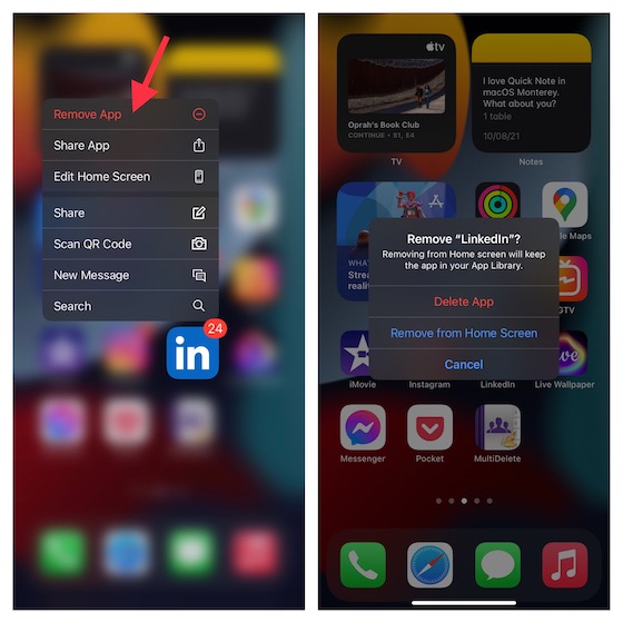 Delete Apps from home screen on iPhone and iPad 