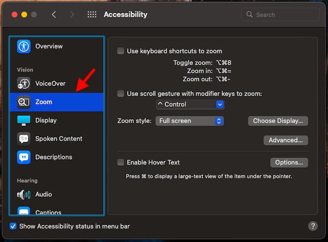 Disable keyboard shortcuts to zoom on Mac