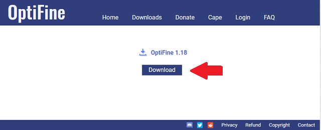 Download Page of Optifine