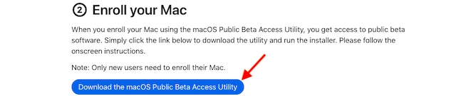 Загрузите утилиту доступа к публичной бета-версии macOS