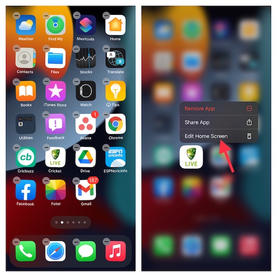 Edit home screen on iPhone and iPad 