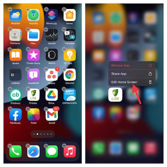 Edit home screen on iPhone and iPad