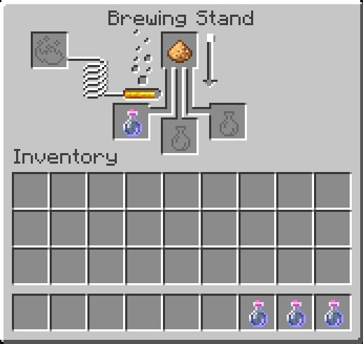 Glow Stone Dust in Brewing Stand Minecraft