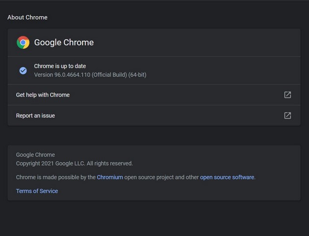 Google Chrome 96.0.4664.110 update rolling out