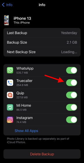 list of apps backing up data to icloud