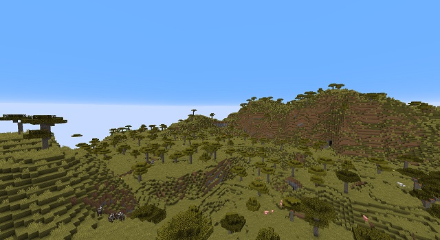 Huge Savanna Mountain  in Best Mountain Caves Seeds Minecraft 1.18