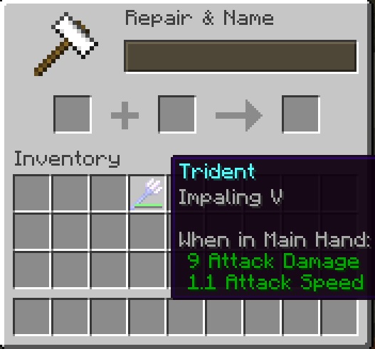 Impaling V on a trident in Minecraft