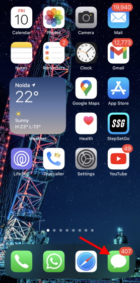 Messages app icon on home screen