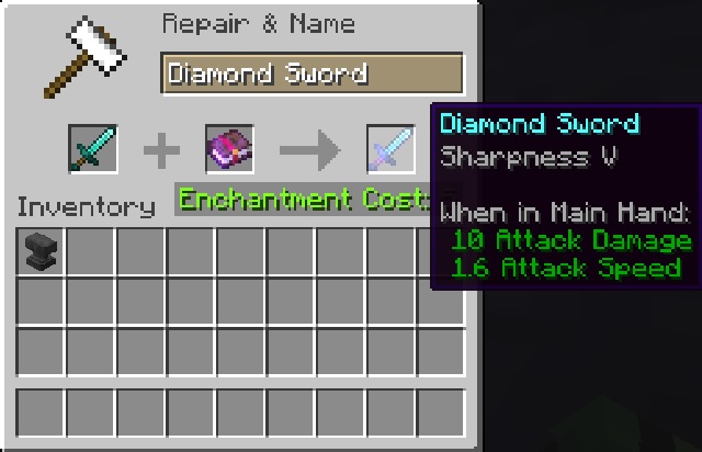 Sharpness V في أفضل سحر Minecraft Sword