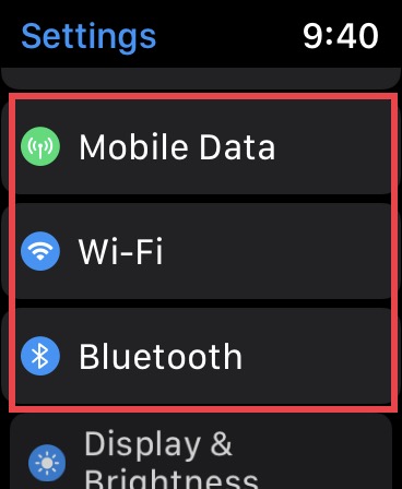 Turn off/on WiFi and Bluetooth on Apple Watch 