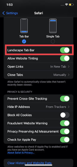 Что такое панель вкладок Safari с альбомной ориентацией в iOS 15 и как ее использовать на iPhone?