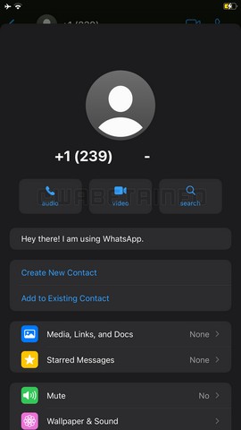 WhatsApp redesigned contact info page screenshot