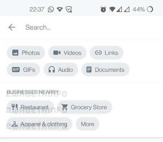 WhatsApp Search Filters for Businesses UI screenshot