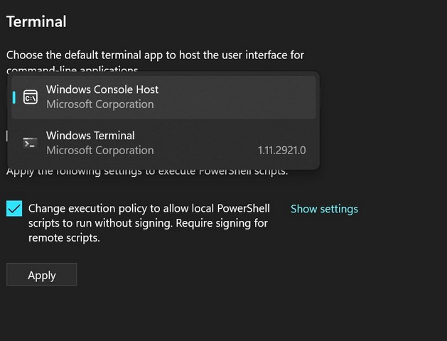 Default commands. What will Terminal Touch Windows be.