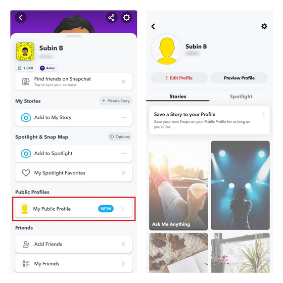 доступ к общедоступному профилю Snapchat