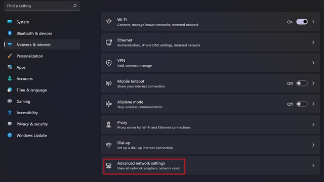 advanced network settings